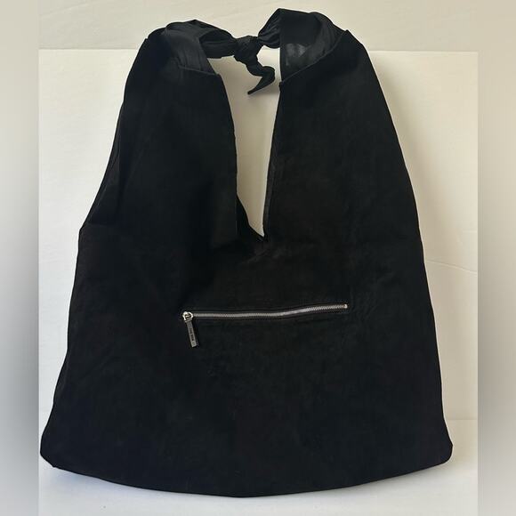 The Row Bindle Pleated Silk-organza Shoulder Bag in Black Suede inside Knot Top - Picture 9 of 14